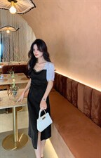 重工气质修身连衣裙，女装连衣裙，M.W 嫚维