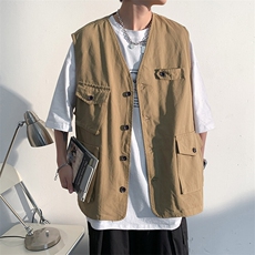 2025春季热卖户外大码工装男多口袋休闲宽松马甲外套MJ003-P45，男装背心/马甲，电商A001