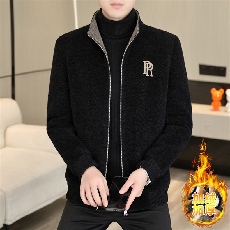 加绒加厚立领雪尼尔夹克型男商务休闲青年外套男D82-P145,男装夹克,星座310B-3