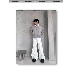 2025新款假两件短款垫肩短袖外套男生夏季痞帅高级感美式短T，男装T恤，星座506A