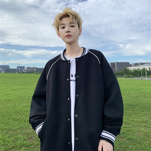 高品质夹克男!400克重磅美式开衫卫衣休闲百搭棒球服BQ55099特p65图片