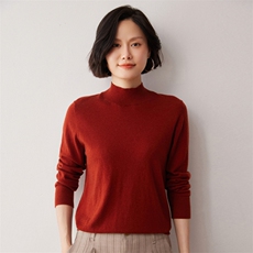 秋冬新款洋气时尚百搭显瘦女款半高领35%山羊绒衫，女装羊绒衫，艾巧羊绒