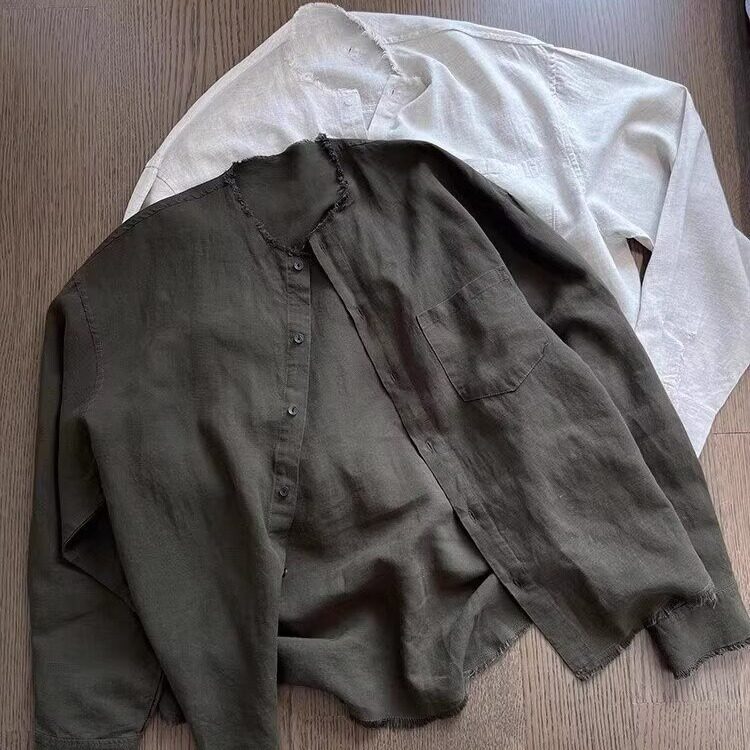 有货DS290-特批38日系复古毛边设计感长袖衬衫男士春秋，男装衬衫，星座603-2