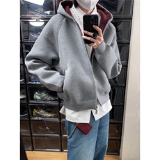 美式连帽卫衣男女春秋高质量潮流重磅boxy版型开衫外套LW2299-p54，女装短外套，星座1008