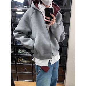 美式连帽卫衣男女春秋高质量潮流重磅boxy版型开衫外套LW2299-p54图片