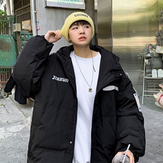 港风ins羽绒服男女同款带帽字母印花白鸭绒Y5813-P190【特价】，男装羽绒服，电商A007