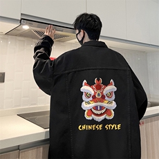 牛仔夹克男大码牛仔外套男茄克NJ77185-P60加绒款-P75，男装夹克，电商A040