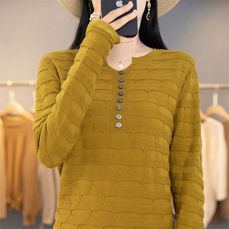 亚麻长袖上衣女士2024春秋新款内搭洋气100%纯棉针织打底衫秋衣,女装T恤,彩羽羊绒