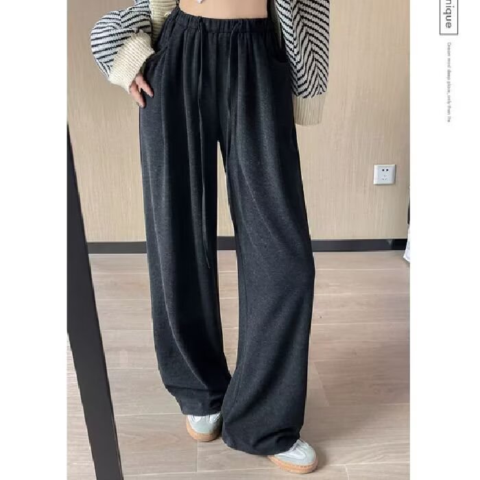 新款简约潮流百搭日系小个子新款慵懒垂感糯米阔腿裤女无品牌原宿,男装休闲裤,星座1210-1