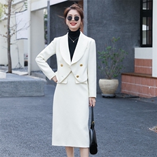 复古气质小香风西装外套半裙套装女韩系高级感秋冬通勤两件套，女装套装/套裙，卡杰菲