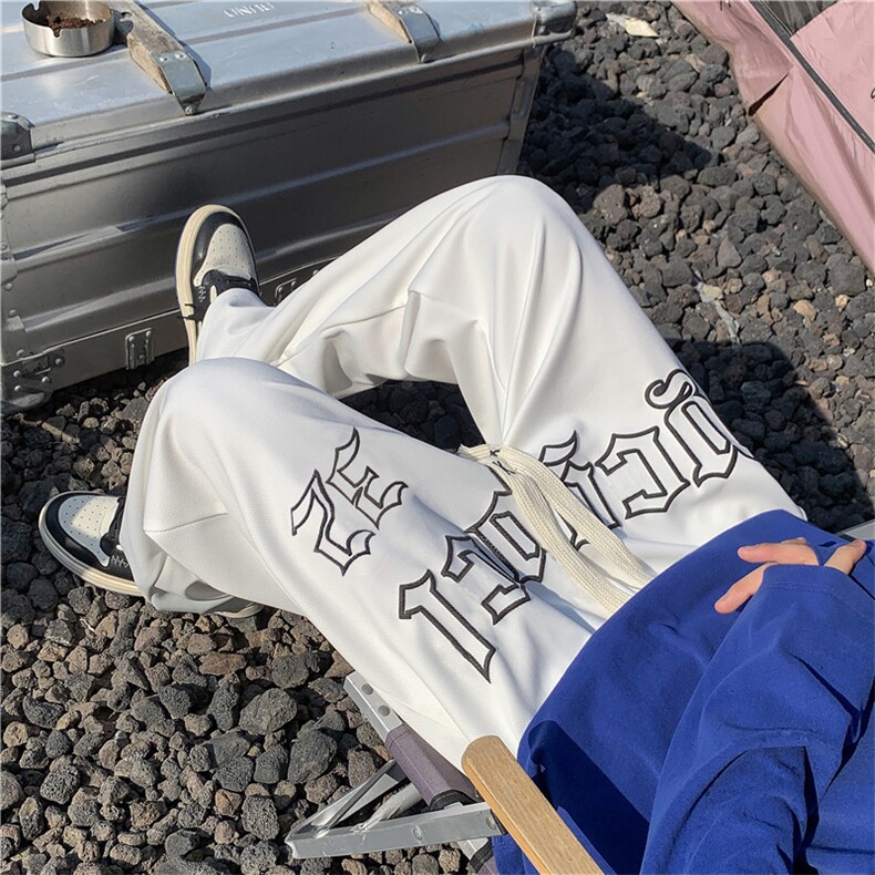 休闲裤男字母高街帅气2023秋冬新款ins宽松百搭短裙长裤K2484-P33,男装休闲裤,星座412