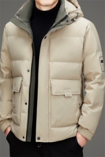 新款工装羽绒服外套男款冬季加厚可脱卸帽潮流时尚休闲羽绒服大衣，男装羽绒服，钱塘723