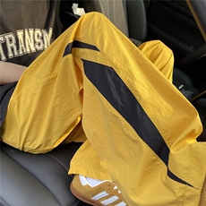 薄荷曼波风湖蓝色裤子夏季宽松阔腿hiphop街舞速干美式降落伞兵裤，男装休闲裤，星座506A