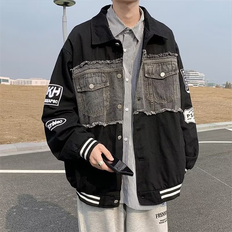 牛仔刺绣拼接外套J8809P68,男装夹克,星座1116-2