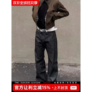 1506-1/NB51161/P47美式vibe风涂层刷蜡机车盔甲拼接褶皱牛仔裤,男装牛仔裤,星座1506-1