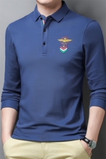 春秋季新款男士长袖翻领刺绣T恤中年男装商务休闲薄款POLO衫上衣，男装T恤，电商B212（原钱塘6029）