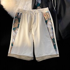 1港风大码M-5XL日系刺绣民族风潮五分裤短裤男DK7791P45控59，男装牛仔裤，星座226-2