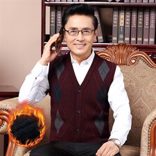 春秋季无袖开衫男爸爸装印花针织衫中老年人爷爷冬季毛衣2023新款，男装针织衫/毛衣，电商B212（原钱塘6029）