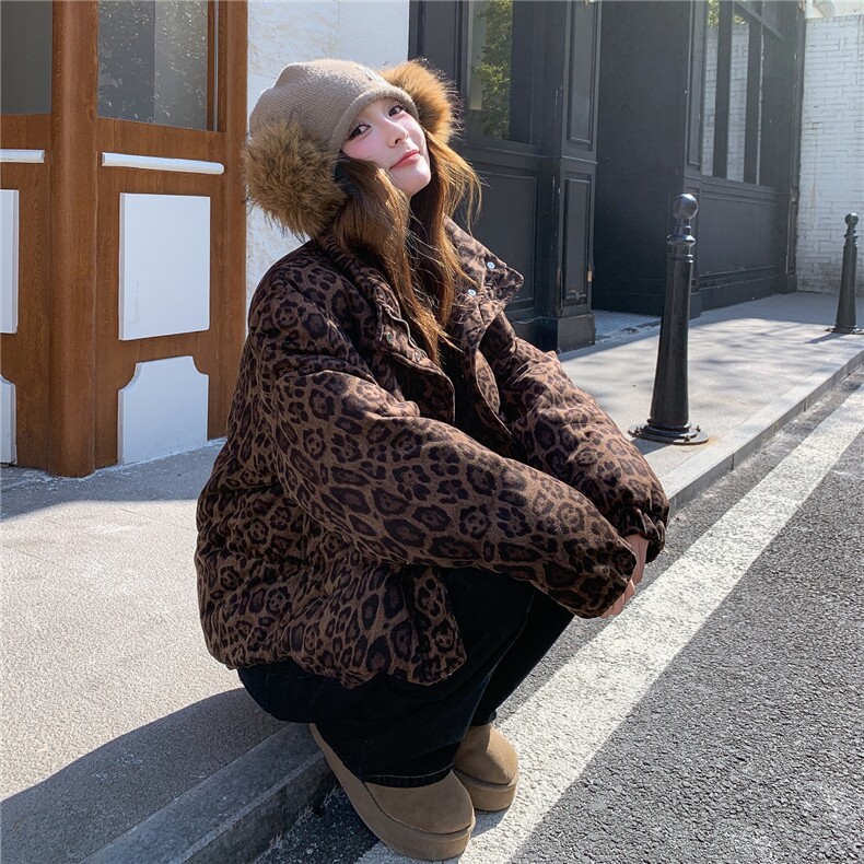 现货！放心推！洋气豹纹羽绒服女2025冬新款女装白鸭绒外套,女装羽绒服,慧尚2-185