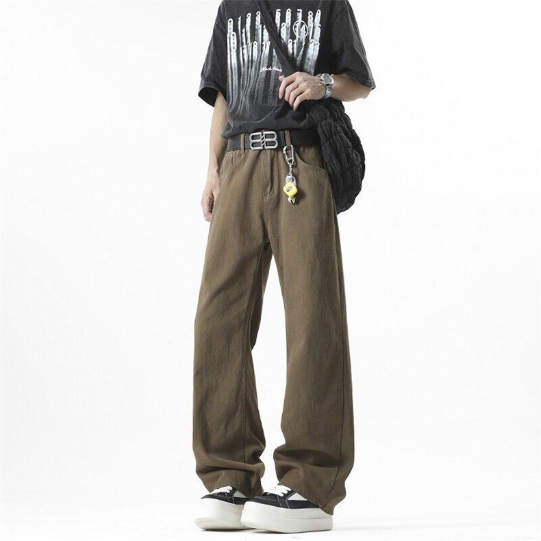 2025新款美式高街复古水洗白色咖色牛仔裤A158-K925-P50，男装牛仔裤，电商A158