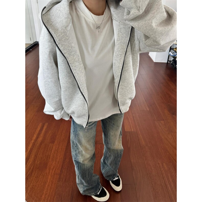 【有货】8102CC-特P78 短款Boxy卫衣男款连帽加绒加厚外套图片