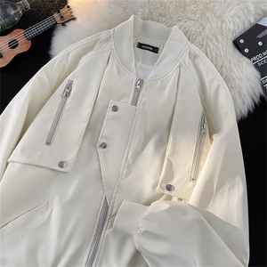 美式复古高街工装多口袋飞行员棒球服外套男潮牌宽松夹克 J625图片