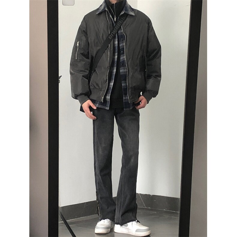 现货！假两件毛呢格子拼接夹克棉衣1005-MY023-P98,男装夹克,星座1005