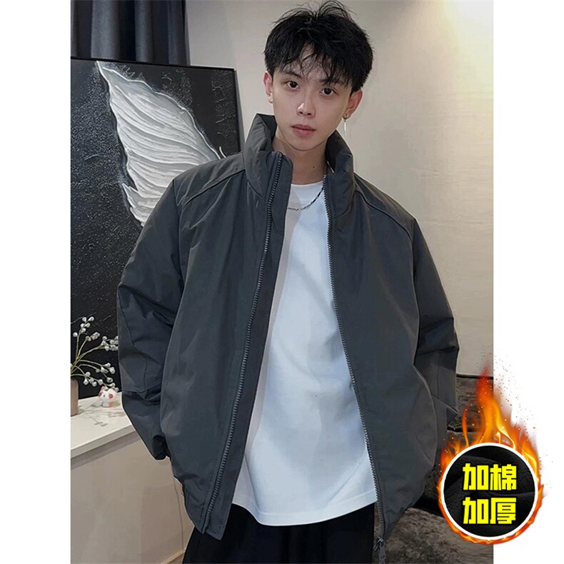 现货美式高街休闲棉衣夹克三防立领纯色户外工装加厚棉服外套,男装夹克,电商A486