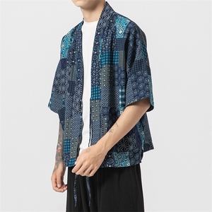大码日系无影墙仙鹤夏装宽松披肩棉麻风衣开衫风风衣 F03/P45图片