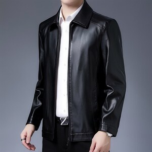 BH802钱塘2020-2中年男士冬季厚款加绒休闲简约皮衣外套P140图片
