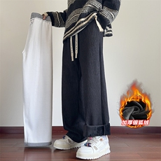 特批P42无差价冬新肌理感银狐绒加厚潮牌时尚拖地裤男K1346J加绒，男装休闲裤，电商A001
