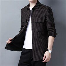 高端加绒长袖男士宽松工装外套春秋青年韩版加厚衬衫XY737-P100，男装衬衫，星座1105-3
