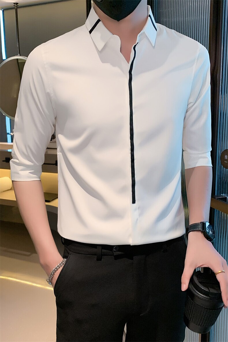 B216CS118P452025夏装新款男士中袖衬衫衬衫社会小伙风,男装衬衫,电商B216（原B302）