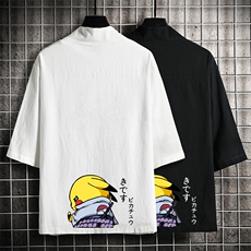 HF59036-P40风汉服男开衫外套七分袖道袍网格挂拍，男装民族服装，电商A040A