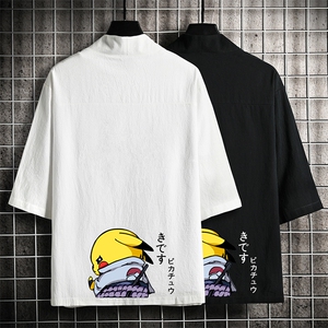 HF59036-P40风汉服男开衫外套七分袖道袍 网格挂拍图片