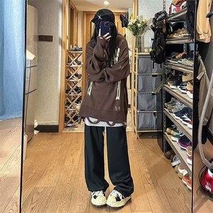 美式复古毛衣外套男ins潮高街宽松休闲情侣鹿皮绒针织衫MY540-P48图片