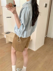 2025年夏季无袖POLO领短袖休闲修身型设计款小五分T，女装衬衫，洛丽兰可