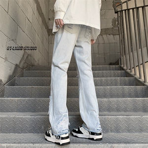 B221美式ins高街暗黑小众修身小脚破洞牛仔裤LK23055-P65控88