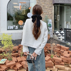 超火白色小香风短外套女春秋2025新款高级感超好看欧货薄开衫上衣，女装短外套，2C037