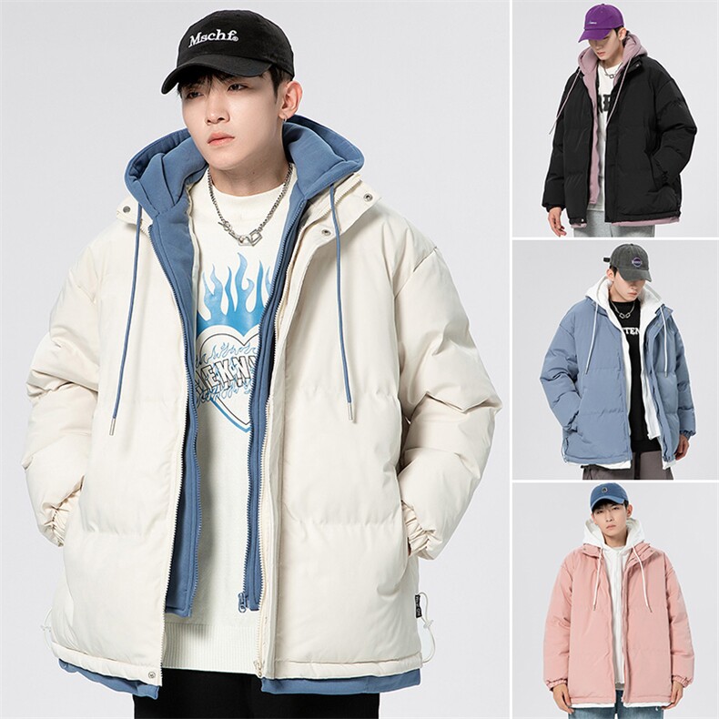 2025冬季新款连帽假两件棉衣男女大码棉服潮XZ102A-4-22091-P95,男装棉衣,星座211-2