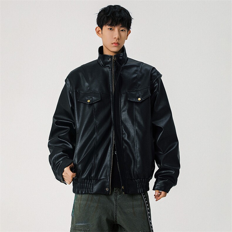 秋冬重磅美式皮衣外套机车夹克男宽松外套xz405-jk6801-P108控148,男装皮衣,星座405