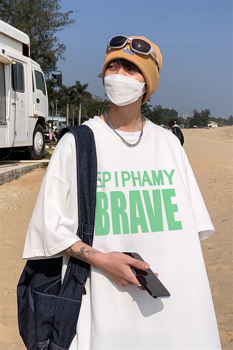 B239-1215-P28创意字母印花夏季高克重落肩袖半袖短袖t恤港风,男装T恤,星座514-2(原B239)