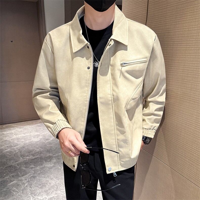 潮流皮衣外套男春秋季复古百搭拉链宽松机车服pu皮夹克潮JK2590,男装夹克,星座301B-1