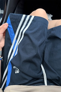 特批P24无差价夏季三条杠拼色印花潮流港风大码休闲短裤男DK5881图片