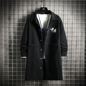 FY647-P78-限价108  冬季长款牛仔风衣男士长款潮流大码外套图片
