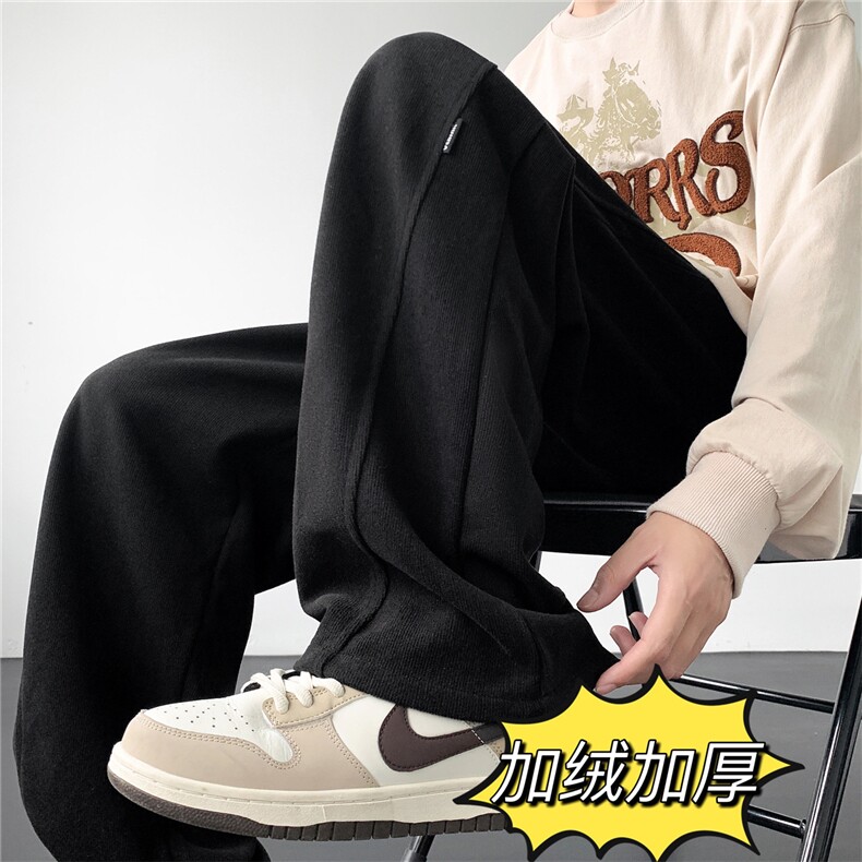 主推款秋冬季宽松直筒运动休闲卫裤大码A017K601P55加绒P65,男装休闲裤,电商A017