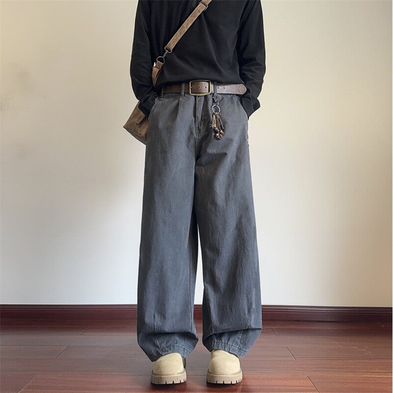 2025春季新款潮流老钱风弯刀裤宽松阔腿休闲裤B315-K892-p65控88,男装休闲裤,电商B315