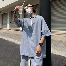 套装男韩版潮流POLO衫痞子帅2023夏季新款ins两件套短裤W5066-P50，男装休闲套装，星座412-2