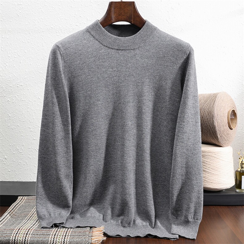毛衣男纯色圆领秋冬新款百搭打底衫长袖显瘦羊毛衫，男装羊毛衫，朝思羊绒