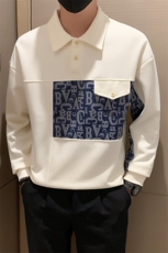 秋季新款男士长袖翻领卫衣潮流宽松拼接百搭上衣POLO衫WY03-P68，男装卫衣，电商D323（原B261）